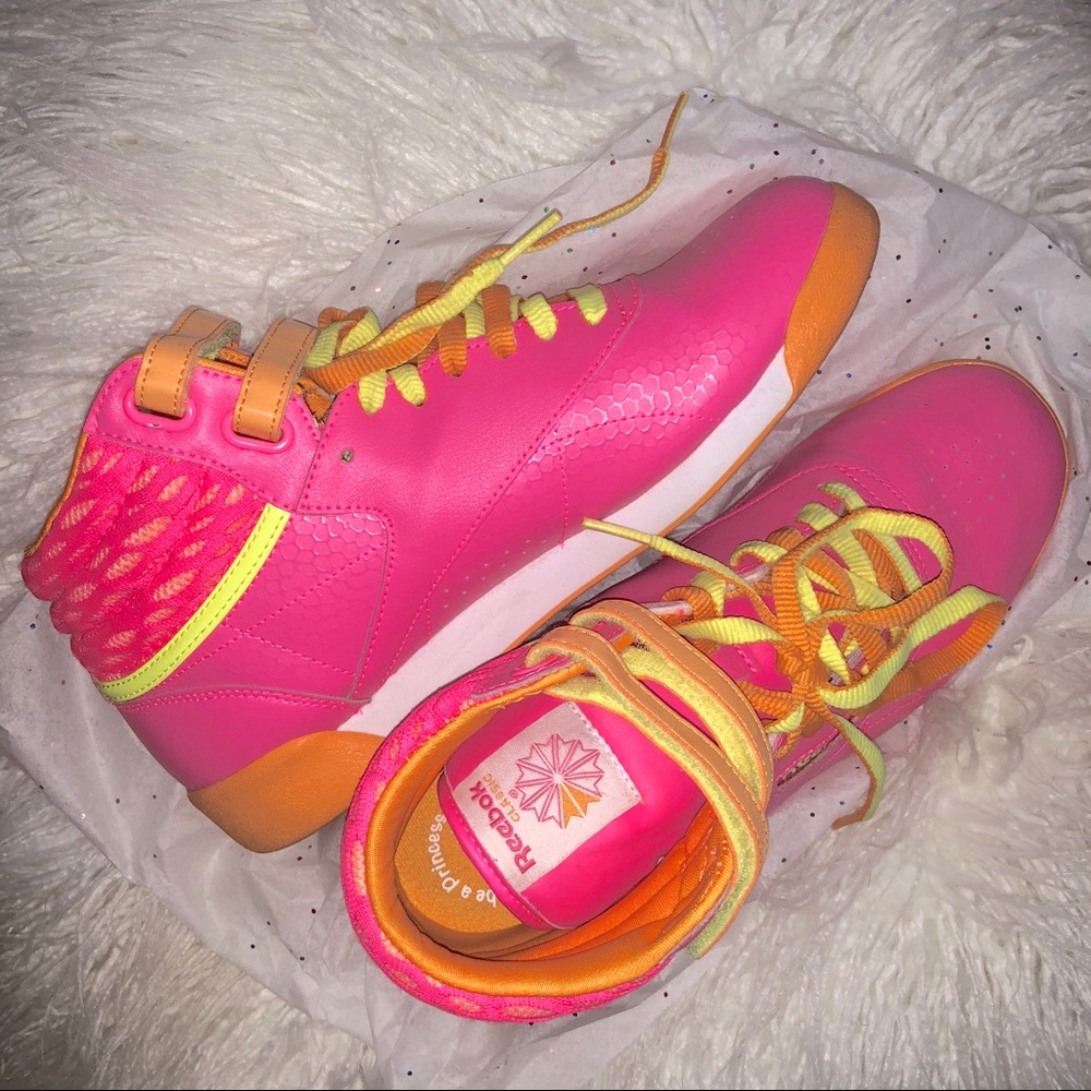 Reebok Classic’s in Neon Pink/Orange/Yellow